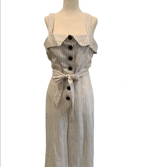 Mango Jumpsuit Cream with Pin Stripes 🎉HP🎉 - Picture 2 of 7